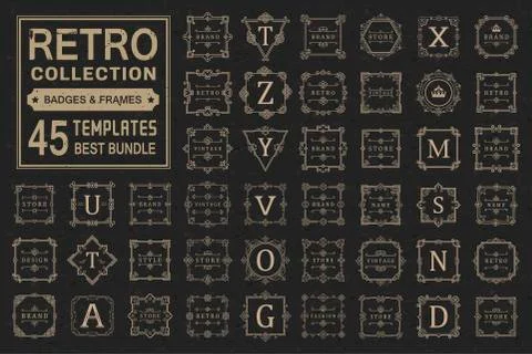 Set Luxury Logos and Monogram Template Stock Illustration
