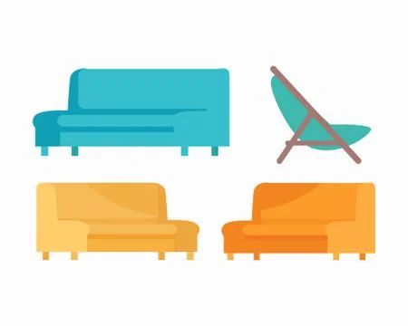 Set of Luxury Sofas and Armchair. For Modern Room Illustrazione stock