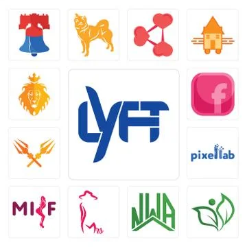 Set of lyft, leaf, nwa, mrs, milf, pixellab, trishul, pink fb, judah and the  Free Stock Illustration