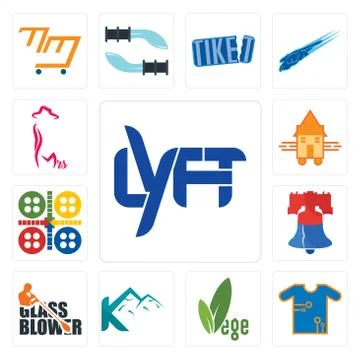 Set of lyft, teechip, vege, k mountain, glass blower, liberty bell, ludo, tin Free Stock Illustration