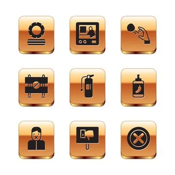 Set Lying burning tires, Censor and freedom of speech, Protest, Fire Stock Illustration