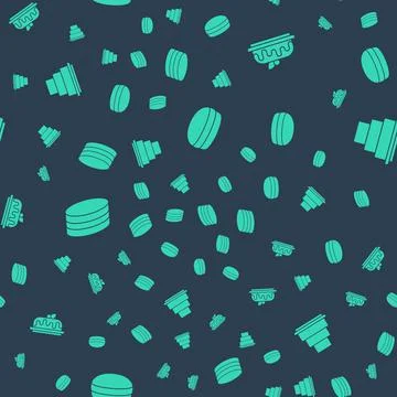 Set Macaron cookie, Cake, Brownie chocolate cake and on seamless pattern. Vector Stock Illustration