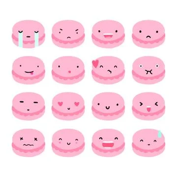 Set of macaroon emoji. Stock Illustration