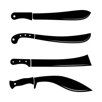Set of Machete Silhouettes Vector Illustration Stock Illustration