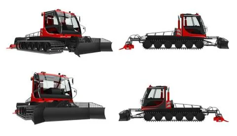 Set machine for clearing the ski slopes on a white isolated background. 3d re Illustrazione stock
