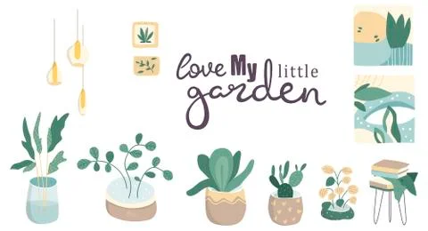 Set of macrame hangers for plants growing in pots. Illustration of hanging pl Stock Illustration