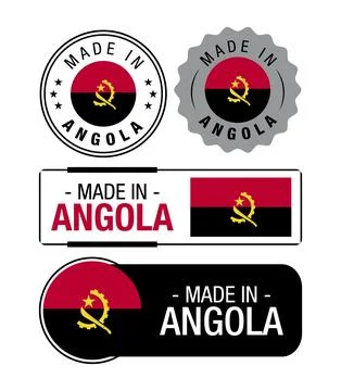Set of Made in Angola labels, logo, Angola Flag, Angola Product Emblem Stock Illustration