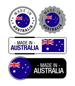 Set of Made in Australia labels, logo, Australia Flag, Australia Product Emblem Stock Illustration