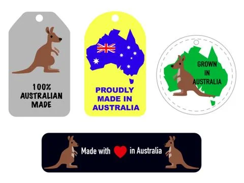 A set of ' Made in Australia' tag vector illustration. Stock Illustration