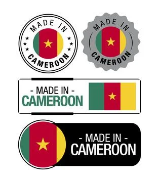 Set of Made in Cameroon labels, logo, Cameroon Flag Stock Illustration