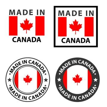 Set of Made in Canada seal, Canada product tag label sign. Made In Canada Stock Illustration