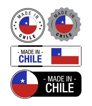 Set of Made in Chile labels, logo, Chile Flag, Chile Product Emblem Stock Illustration