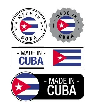 Set of Made in Cuba labels, logo, Cuba Flag, Cuba Product Emblem Stock Illustration