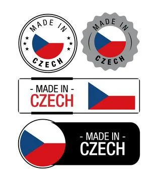 Set of Made in Czech Republic labels, logo, Czech Republic flag Stock Illustration