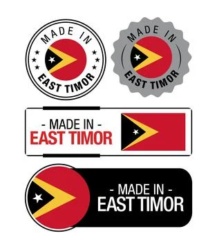 Set of Made in East Timor labels, logo, East Timor Flag Stock Illustration