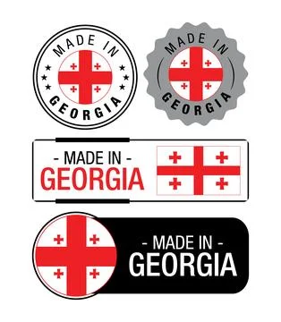 Set of Made in Georgia labels, logo, Georgia Flag, Georgia Product Emblem Stock Illustration