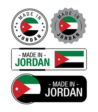 Set of Made in Jordan labels, logo, Jordan Flag, Jordan Product Emblem Stock Illustration