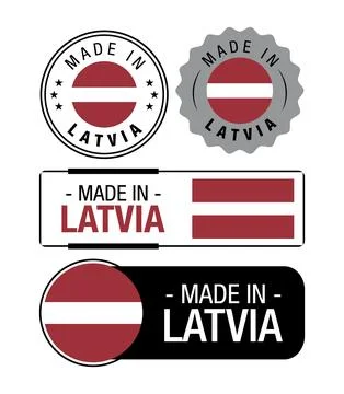 Set of Made in Latvia labels, logo, Latvia Flag, Latvia Product Emblem Stock Illustration