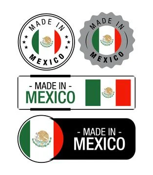 Set of Made in Mexico labels, logo, Mexico flag, Mexico Product Emblem Stock Illustration