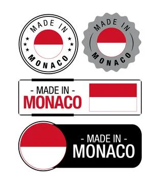 Set of Made in Monaco labels, logo, Monaco Flag, Monaco Product Emblem Stock Illustration