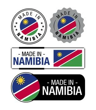 Set of Made in Namibia labels, logo, Namibia Flag, Namibia Product Emblem Stock Illustration