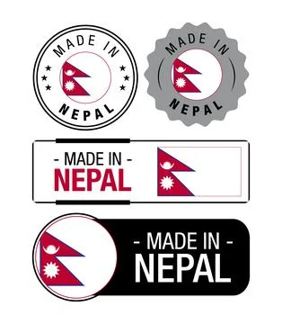 Set of Made in Nepal labels, logo, Nepal Flag, Nepal Product Emblem Illustrazione stock