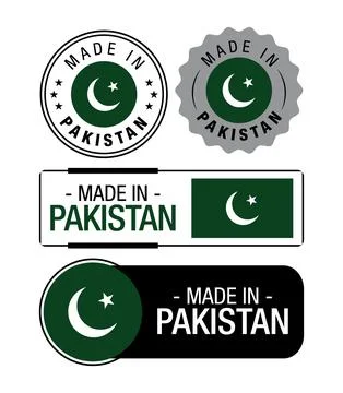 Set of Made in Pakistan labels, logo, Pakistan flag, Pakistan Product Emblem Stock Illustration