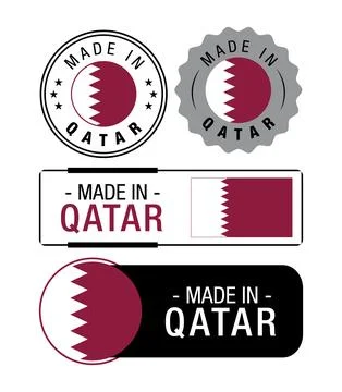 Set of Made in Qatar labels, logo, Qatar flag, Qatar Product Emblem Stock Illustration
