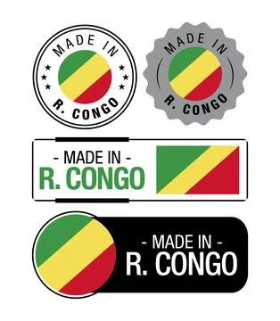 Set of Made in Republic of the Congo labels, logo, Republic of the Congo Flag Stock Illustration