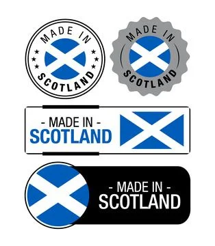 Set of Made in Scotland labels, logo, Scotland Flag, Scotland Product Emblem Stock Illustration