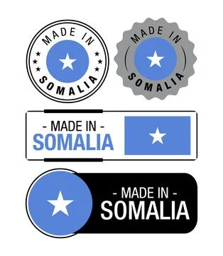 Set of Made in Somalia labels, logo, Somalia Flag, Somalia Product Emblem Stock Illustration