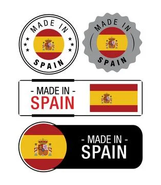 Set of Made in Spain labels, logo, Spain flag, Spain Product Emblem Stock Illustration