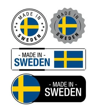 Set of Made in Sweden labels, logo, Sweden flag, Sweden Product Emblem Stock Illustration