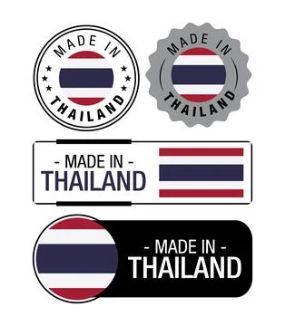 Set of Made in Thailand labels, logo, Thailand flag, Thailand Product Emblem Stock Illustration