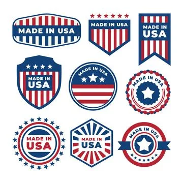 Set of made in usa label logo stamp certified collection, made in usa badge.. Stock Illustration