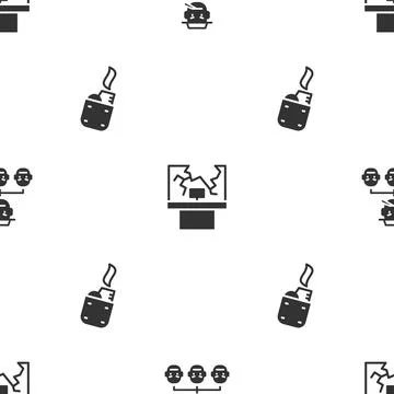 Set Mafia, Broken window and Lighter on seamless pattern. Vector Stock Illustration