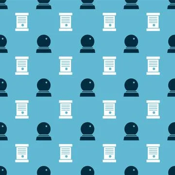 Set Magic ball and Decree, paper, parchment, scroll on seamless pattern. Vector Stock Illustration