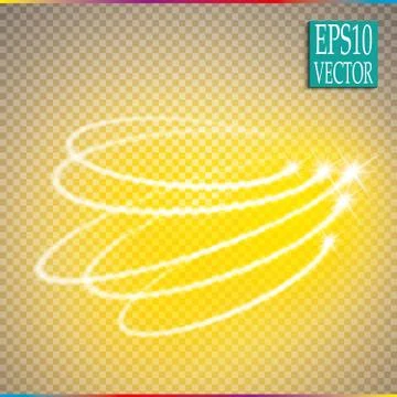 Set of magic glowing spark swirl trail effect isolated on transparent backgro Stock Illustration