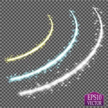 Set of magic glowing spark swirl trail effect isolated on transparent backgro Stock-Illustration