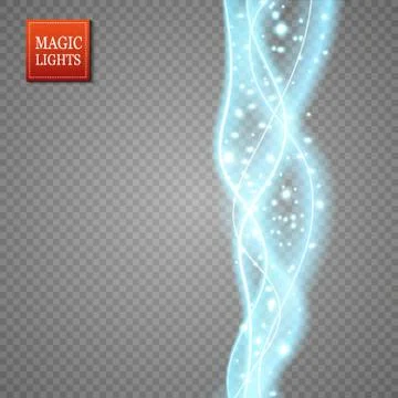 Set of magic glowing spark swirl trail effect isolated on transparent backgro 库存插图
