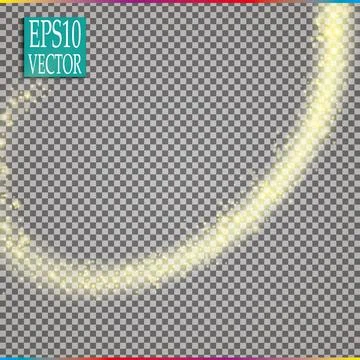 Set of magic glowing spark swirl trail effect isolated on transparent background Stock Illustration