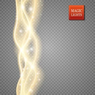 Set of magic glowing spark swirl trail effect isolated on transparent background Stock Illustration