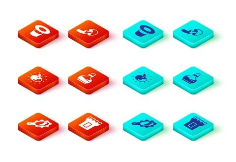 Set Magic hand mirror, Castle tower, Poison apple, Bottle with potion Ilustración de archivo