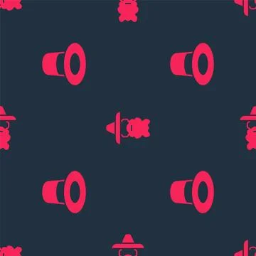 Set Magic hat and Wizard warlock on seamless pattern. Vector Illustrazione stock