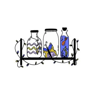 Set of magic jars Illustrazione stock