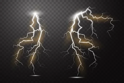 A set of Magic lightning and bright lighting effects. Vector illustration. Stock Illustration