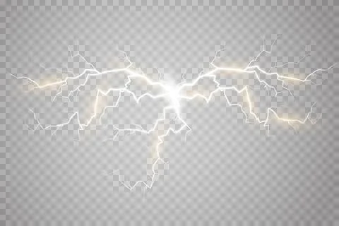 A set of Magic lightning and bright lighting effects. Vector illustration. Stock Illustration