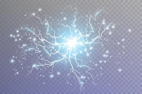 A set of Magic lightning and bright lighting effects. Vector illustration. Stock Illustration