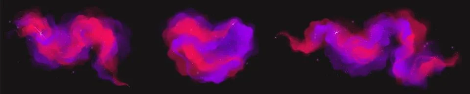 Set of magic smoke clouds on black background 스톡 일러스트