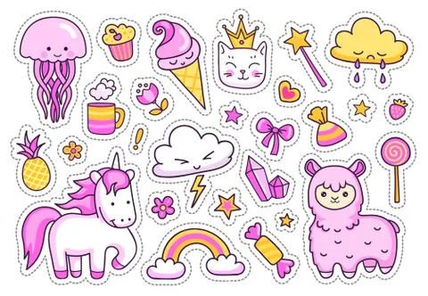 Set of magic stickers. Stock Illustration